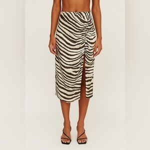 SETRE Zebra Print Ruched Midi Skirt